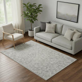 5' X 8' Light Gray And Beige Wool Floral Hand Tufted Area Rug