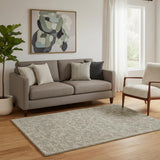 5' X 8' Brown And Tan Wool Floral Hand Tufted Area Rug