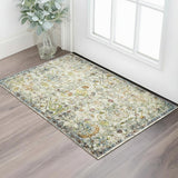 2' X 3' Green And Ivory Floral Area Rug