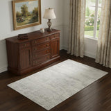 4' X 5' Cream And Silver Abstract Area Rug