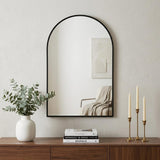 30" Black Metal Arch Framed Accent Mirror