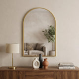 30" Gold Metal Arch Framed Accent Mirror