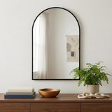 35" Black Metal Arch Framed Accent Mirror
