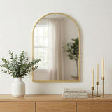 35" Gold Metal Arch Framed Accent Mirror