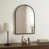 38" Black Metal Arch Framed Accent Mirror