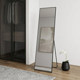 59" Black Metal Wall Mounted Leaning And Freestanding Framed Standing Mirror