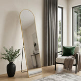 59" Gold Metal Arch Wall Mounted Leaning And Freestanding Framed Full Length Mirror