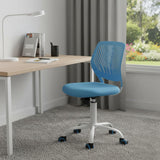 Blue and White Adjustable Height Swivel Rolling Office Chair
