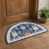 3' X 5' Blue And Ivory Wool Floral Hand Tufted Area Rug