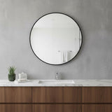 20" Black Metal Round Framed Bathroom Vanity Mirror
