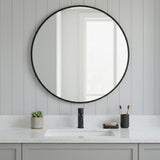 30" Black Metal Round Framed Bathroom Vanity Mirror