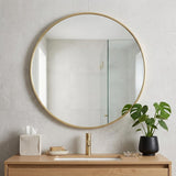 30" Gold Metal Round Framed Bathroom Vanity Mirror