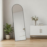 63" Black Metal Arch Wall Mounted Leaning And Freestanding Framed Standing Mirror