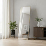 63" Gold Metal Wall Mounted Leaning And Freestanding Framed Standing Mirror