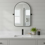 31" Black Iron Arch Tilting Framed Bathroom Vanity Mirror