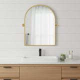 31" Gold Iron Arch Tilting Framed Bathroom Vanity Mirror