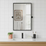 31" Black Iron Tilting Framed Bathroom Vanity Mirror