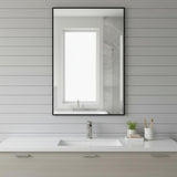 36" Black Aluminum Framed Bathroom Vanity Mirror