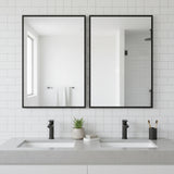 Set of Two Black Metal Framed Bathroom Vanity Mirrors