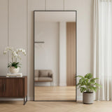 71" Black Metal Freestanding Or Wall Mount Framed Full Length Mirror