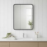 35" Black Aluminum Framed Bathroom Vanity Mirror