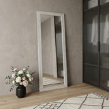 64" White Solid Wood Freestanding Framed Standing Mirror