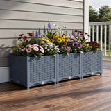 15" X 47" Blue Recycled Plastic Rectangular Planter Box
