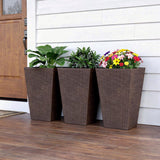 Set of Three Brown Recycled Plastic Rectangular Planter Box