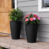 Set of Two Black Recycled Plastic Round Self Watering Planter Box