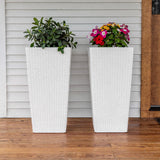 Set of Two White Recycled Plastic Rectangular Self Watering Planter Box