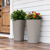 Set of Two Brown Heavy Duty Plastic Cylindrical Planter Pots