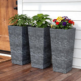 Set of Three Light Gray Recycled Plastic Rectangular Planter Box