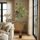 95" Green Artificial In Cylindrical Black Pot
