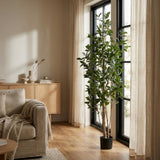 71" Green Artificial In Cylindrical Black Pot