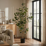 47" Green Artificial In Cylindrical Black Pot