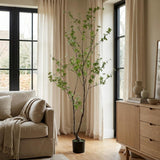 71" Green Artificial In Cylindrical Black Pot