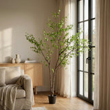 118" Green Artificial In Cylindrical Black Pot