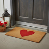 20" X 34" Brown And Red Heart Outdoor Coir Door Mat