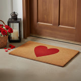 24" X 36" Brown And Red Heart Outdoor Coir Door Mat