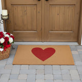 24" X 48" Brown And Red Heart Outdoor Coir Door Mat