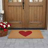 36" X 72" Brown And Red Heart Outdoor Coir Door Mat