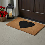 17" X 29" Brown And Black Heart Outdoor Coir Door Mat