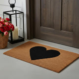 24" X 36" Brown And Black Heart Outdoor Coir Door Mat