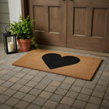 30" X 48" Brown And Black Heart Outdoor Coir Door Mat