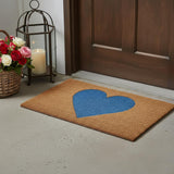 17" X 29" Brown And Blue Heart Outdoor Coir Door Mat