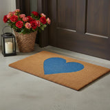 24" X 36" Brown And Blue Heart Outdoor Coir Door Mat