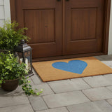 24" X 48" Brown And Blue Heart Outdoor Coir Door Mat