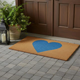 30" X 48" Brown And Blue Heart Outdoor Coir Door Mat