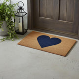 24" X 36" Brown And Dark Blue Heart Outdoor Coir Door Mat
