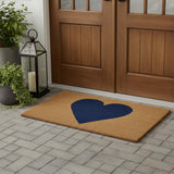 30" X 48" Brown And Dark Blue Heart Outdoor Coir Door Mat